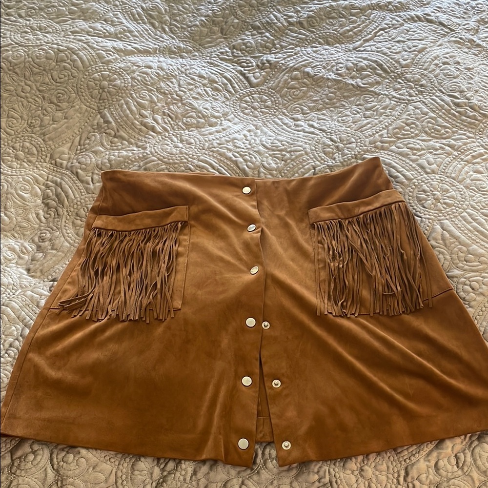 Fringed Tan Skirt